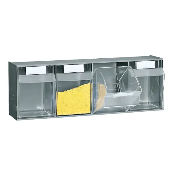 Cassettiera portaminuteria modulare: cassetti trasparenti per viti e minuteria sul banco